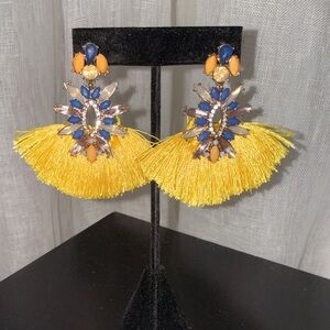 Yellow and Blue Statement Earrings